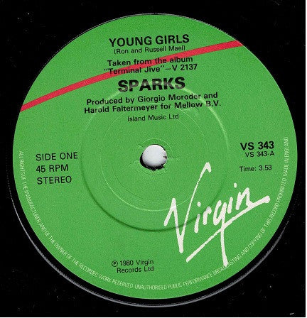 Sparks : Young Girls (7", Single)