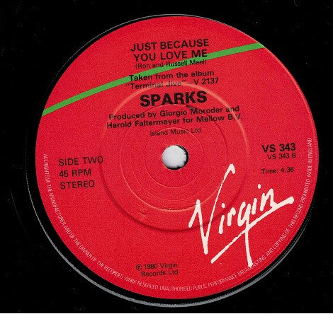 Sparks : Young Girls (7", Single)