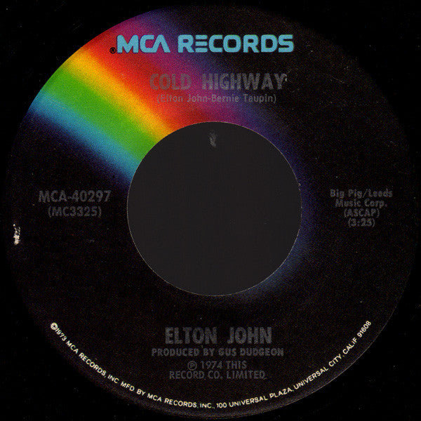 Elton John : The Bitch Is Back (7", Single, Pin)