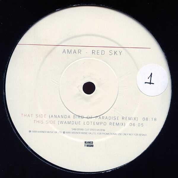 Amar : Red Sky (Ananda Bird Of Paradise Remix / Wamdue Lotempo Remix) (12", Promo)