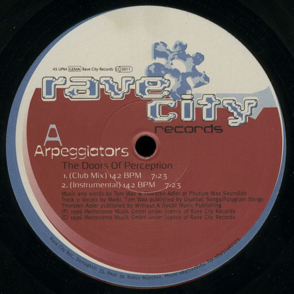 Arpeggiators : The Doors Of Perception - The Rave City Hymn (12")