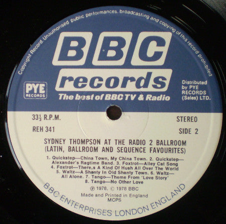 Sydney Thompson And His Orchestra : Sydney Thompson At The Radio 2 Ballroom (LP, Album)