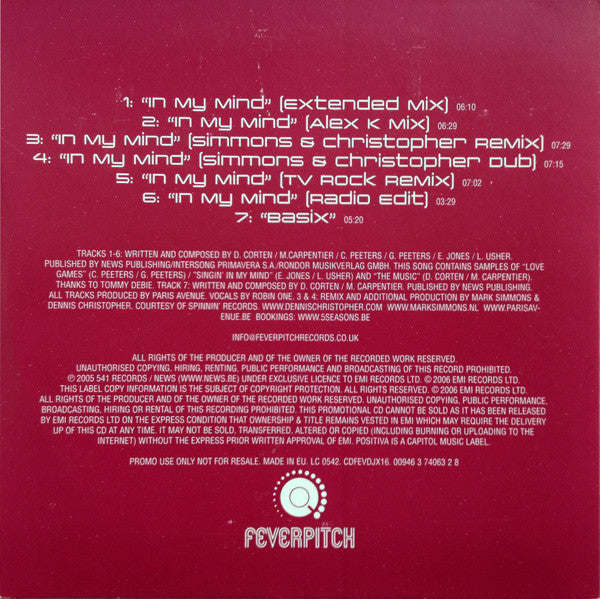 Paris Avenue : In My Mind (CD, Maxi, Promo)