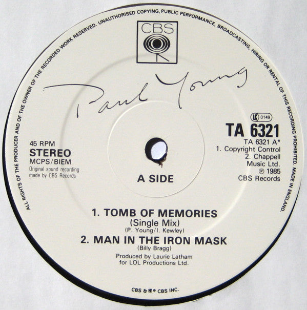 Paul Young : Tomb Of Memories (12", Single)