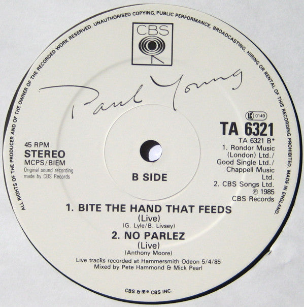 Paul Young : Tomb Of Memories (12", Single)