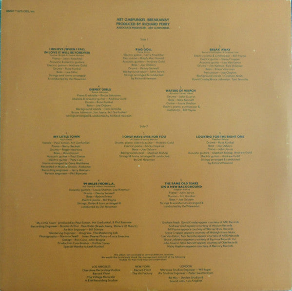 Art Garfunkel : Breakaway (LP, Album)