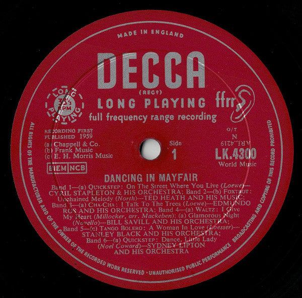 Various : Dancing In Mayfair (LP, Comp, Mono)