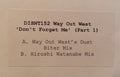 Way Out West : Don't Forget Me (Part 1) (12", Promo, W/Lbl)