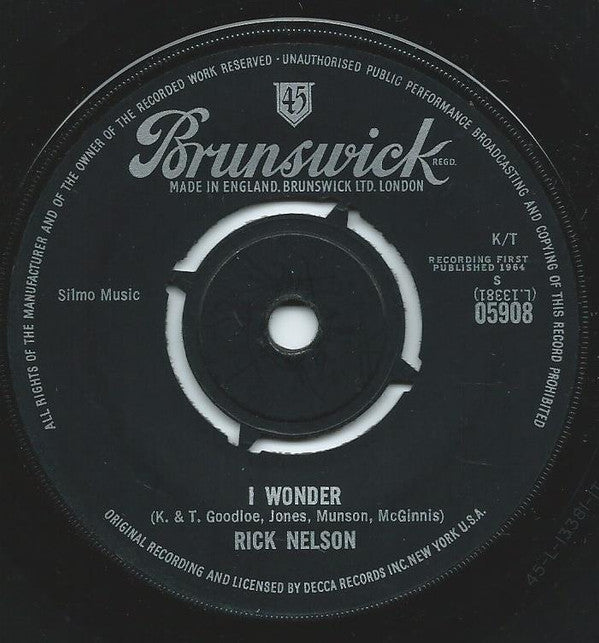 Ricky Nelson (2) : The Very Thought Of You (7", Single)