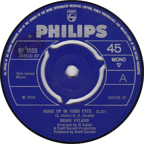 Brian Hyland : Hung Up In Your Eyes (7", Single, Mono)