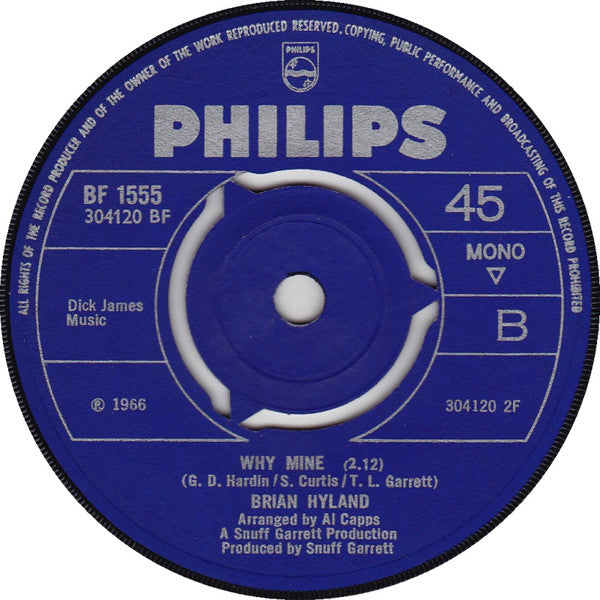 Brian Hyland : Hung Up In Your Eyes (7", Single, Mono)