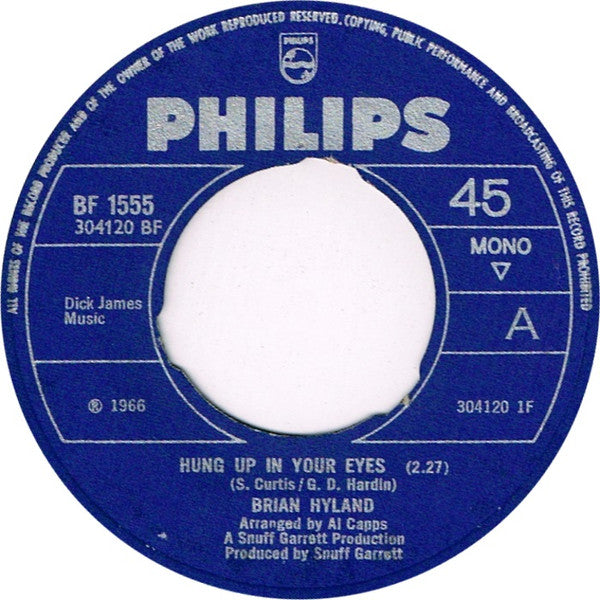 Brian Hyland : Hung Up In Your Eyes (7", Single, Mono)