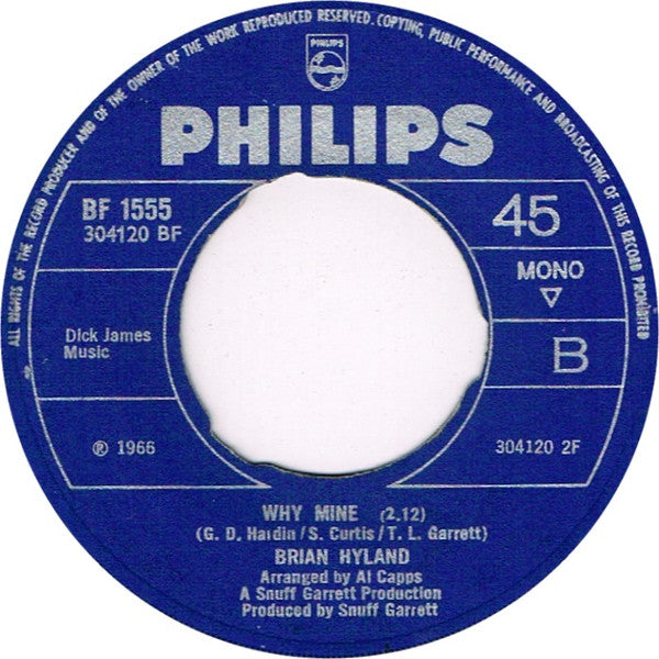 Brian Hyland : Hung Up In Your Eyes (7", Single, Mono)