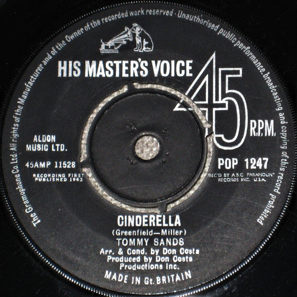 Tommy Sands : Only Cause I'm Lonely / Cinderella (7", Single, Mono)