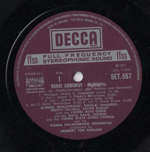 Modest Mussorgsky : Boris Godunov - Highlights (LP, Album, Red)
