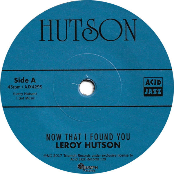 Leroy Hutson : Now That I Found You (7")
