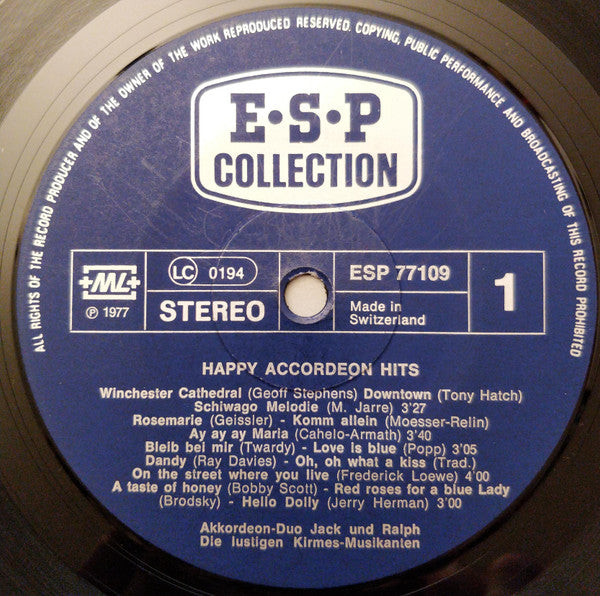 Various : Happy Accordeon Hits (LP, Comp)