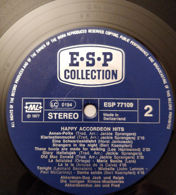 Various : Happy Accordeon Hits (LP, Comp)