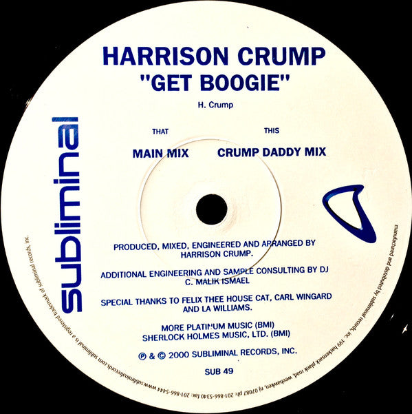 Harrison Crump : Get Boogie (12", Maxi)