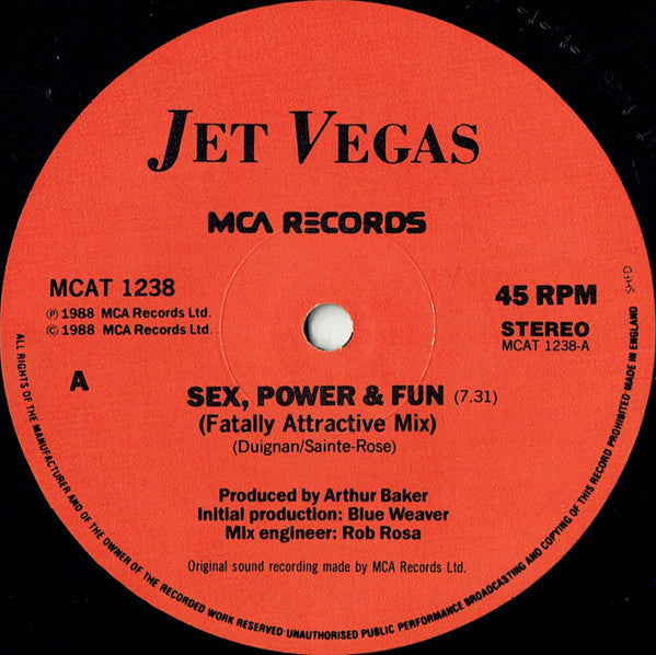 Jet Vegas : Sex, Power & Fun (12")