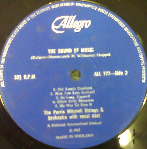 The Parris Mitchell Strings : The Sound Of Music (LP, Blu)