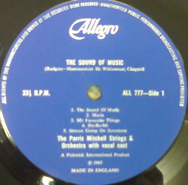 The Parris Mitchell Strings : The Sound Of Music (LP, Blu)