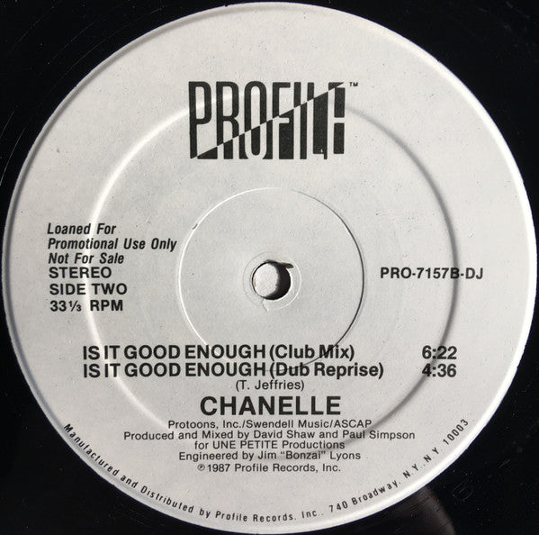 Chanelle : Is It Good Enough (12", Promo)