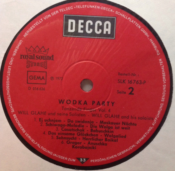 Will Glahé Und Seine Solisten : Wodka Party (LP)