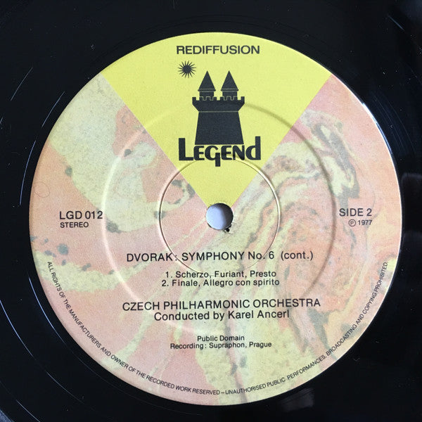 Antonín Dvořák — The Czech Philharmonic Orchestra Conducted By Karel Ančerl : Symphony No. 6 In D, Op. 60 (LP, RE)