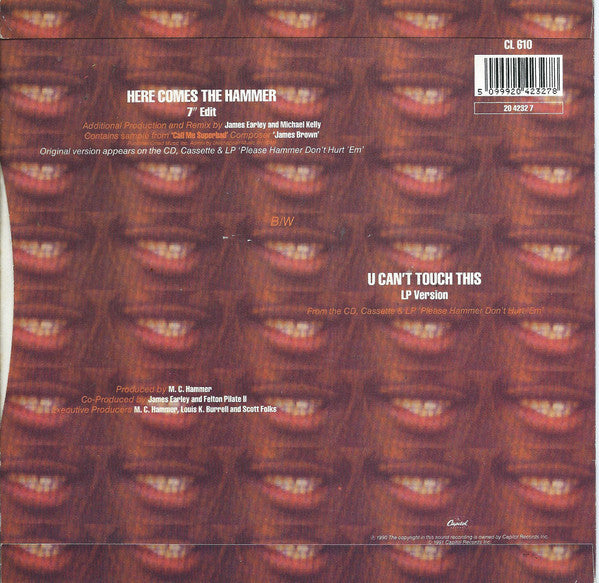 MC Hammer : Here Comes The Hammer (7", Single, Pap)