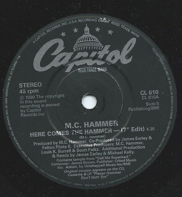 MC Hammer : Here Comes The Hammer (7", Single, Pap)