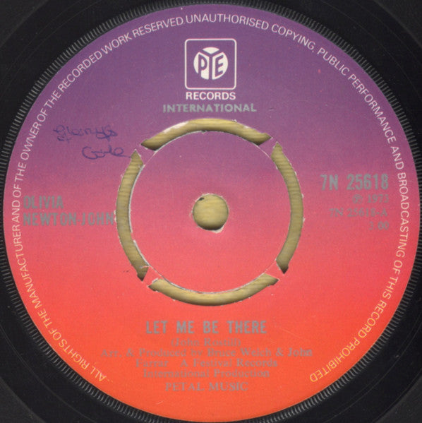 Olivia Newton-John : Let Me Be There  (7", Single, Kno)