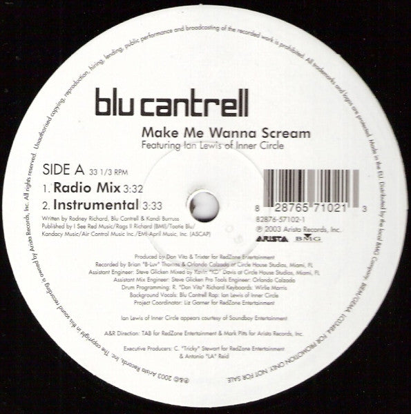 Blu Cantrell Featuring Ian Lewis : Make Me Wanna Scream (12", Single, Promo)