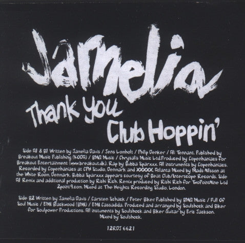 Jamelia : Thank You / Club Hoppin' (12", Promo)