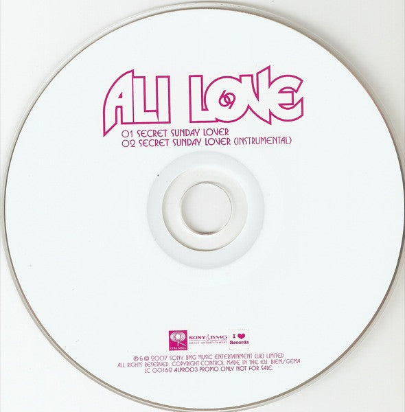 Ali Love : Secret Sunday Lover (CD, Single, Promo)