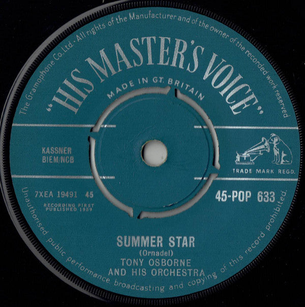 Tony Osborne And His Orchestra : Summer Star  (7")