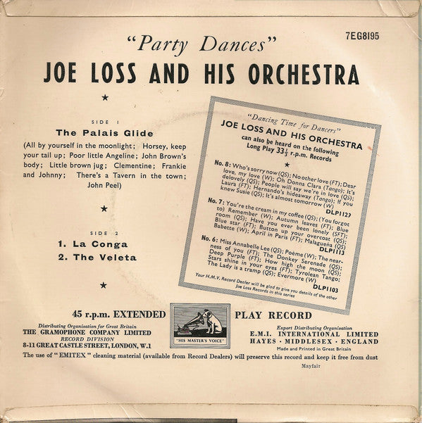 Joe Loss And His Band : Party Dances (7", EP)