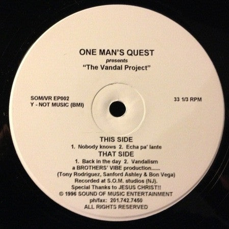 One Man's Quest : The Vandal Project (12", EP)