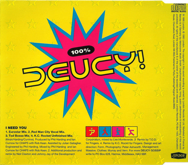 Deuce : I Need You (CD, Single)