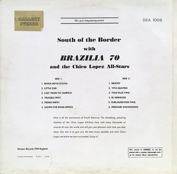 Brazilia 70 And The Chico Lopez All-Stars : South Of The Border (LP, Album)