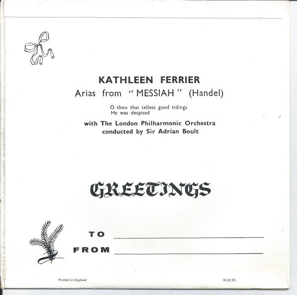 Kathleen Ferrier : Arias From Messiah (7", Gre)