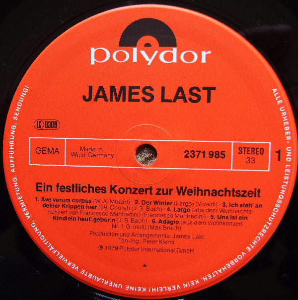 James Last : Ein Festliches Konzert Zur Weihnachtszeit Mit James Last (LP, Album, Gat)