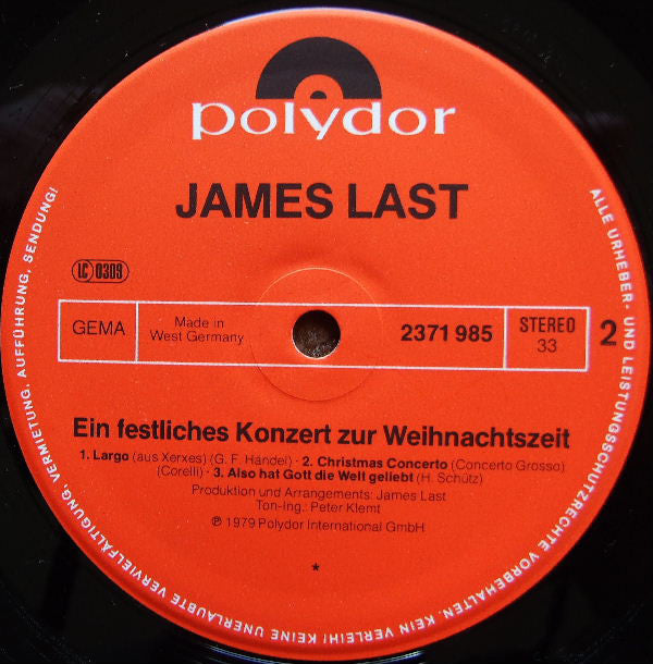 James Last : Ein Festliches Konzert Zur Weihnachtszeit Mit James Last (LP, Album, Gat)