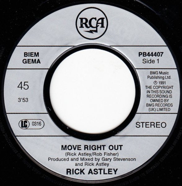 Rick Astley : Move Right Out (7", Single)