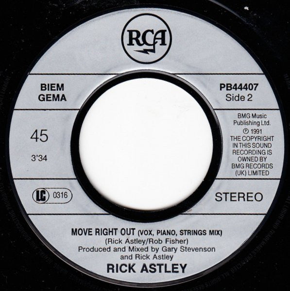 Rick Astley : Move Right Out (7", Single)