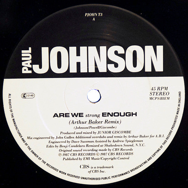 Paul Johnson (2) : Are We Strong Enough (12")