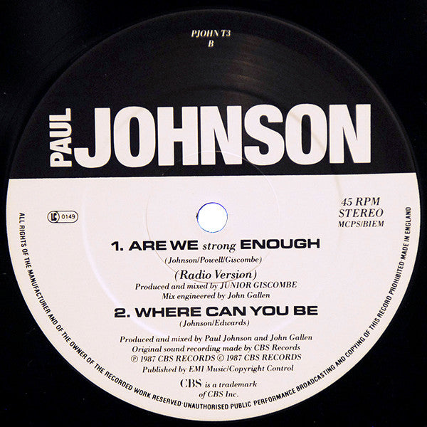 Paul Johnson (2) : Are We Strong Enough (12")
