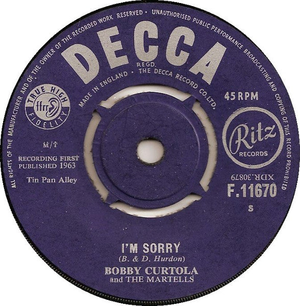 Bobby Curtola And The Martells (9) : Gypsy Heart (7", Single)