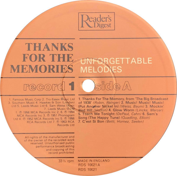 Various : Thanks For The Memories (8xLP, Album, Comp, Mono + Box)