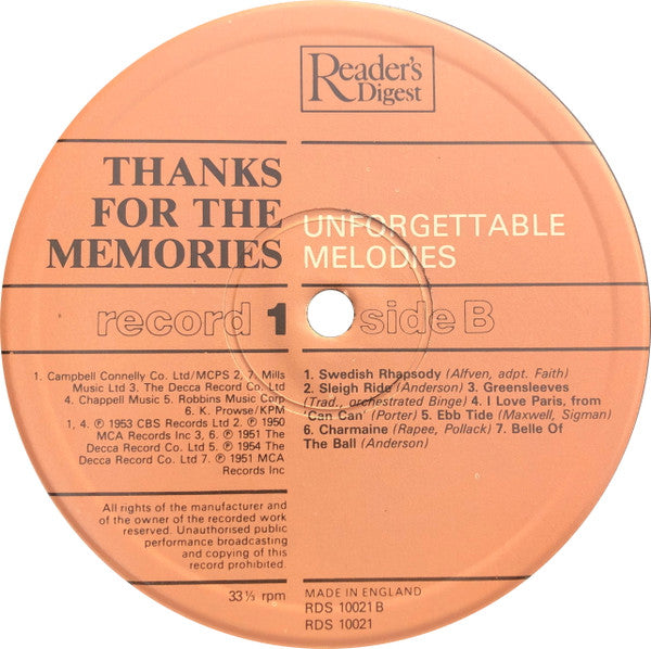 Various : Thanks For The Memories (8xLP, Album, Comp, Mono + Box)